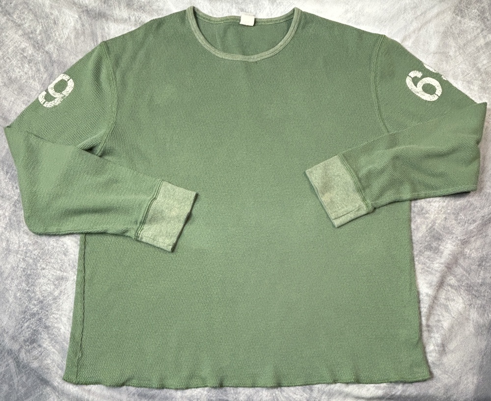 Vintage Gap Shirt Mens XL Green Thermal Long Sleeve Distressed Y2K